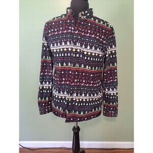 Cactus Man Ricky Singh Men's L Happy Holidays Christmas Button Up Shirt Blue.